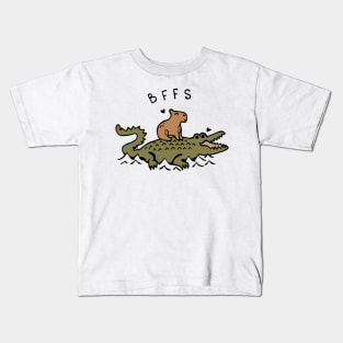 Capybara and Crocodile BFFS Best Friends Forever Kids T-Shirt